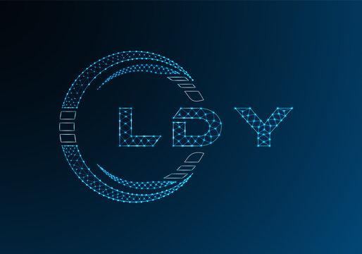 LDY low poly letter logo vector design. LDY lower poly logo design. Low poly logo.
