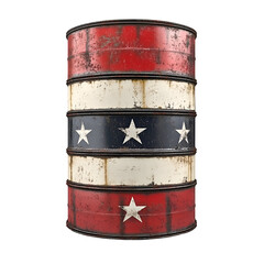 Obraz premium Old Oil Drum with American Flag Design on Black
