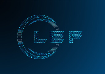 LEF low poly letter logo vector design. LEF lower poly logo design. Low poly logo.