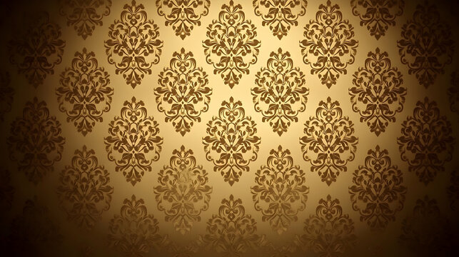Fototapeta Elegant Damask Wallpaper with Gradual Lighting and Ornate Floral