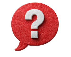 Red speech bubble question mark icon isolated transparency background communication symbol textured curiosity concept bold design
