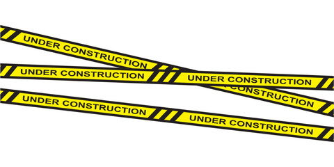 Set of seamless yellow and black warning tapes with text do not cross, warning, caution. Isolated on white background. Design elements for reconstruction, vector illustration in eps 10.