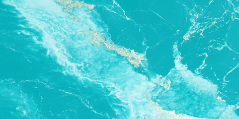 Abstract soft blue marble texture with gold splashes, Closeup surface blue marble pattern foe wall design, Blue marble texture background with white veins.