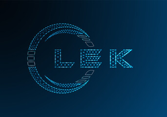 LEK low poly letter logo vector design. LEK lower poly logo design. Low poly logo.