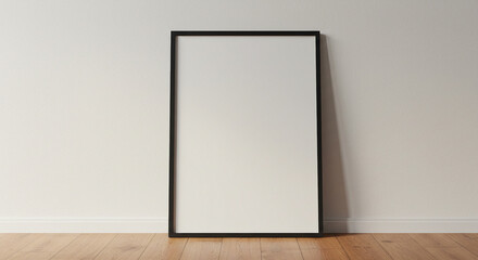 Blank poster frame on a gallery wall with an empty display for your design