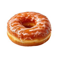 Classic glazed donut with a sweet white glaze isolated on transparent background

