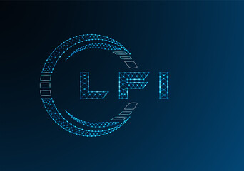 LFI low poly letter logo vector design. LFI lower poly logo design. Low poly logo.