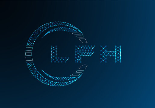 LFH low poly letter logo vector design. LFH lower poly logo design. Low poly logo.