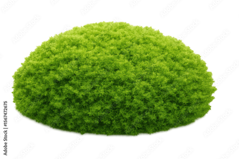 Poster green rounded shrub standing against transparent backdrop, complementing architectural renderings an