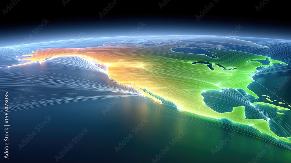 Poster futuristic global network map with cyber communication data visualization