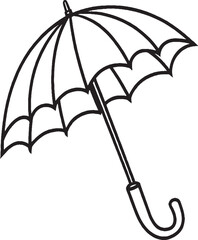Minimalist Black and White Umbrella Vector Illustration