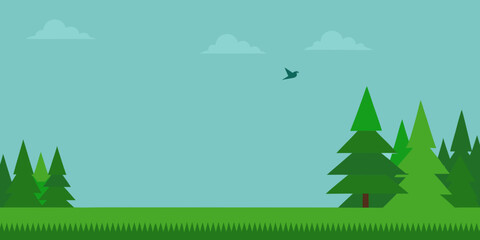 Vibrant vector illustration of a festive Christmas tree in a snowy winter landscape, perfect for holiday greeting card designs