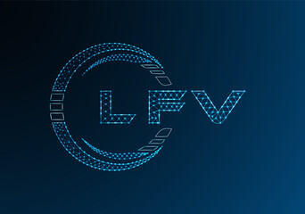 LFV low poly letter logo vector design. LFV lower poly logo design. Low poly logo.