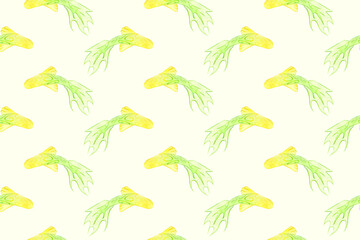 Seamless pattern with watercolor fish Koi carp. Summer watercolor background.