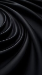 Abstract black silk fabric background for luxury fashion design and elegant textures art