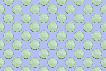 Seamless pattern with watercolor green circles. Abstract watercolor background in mint color.