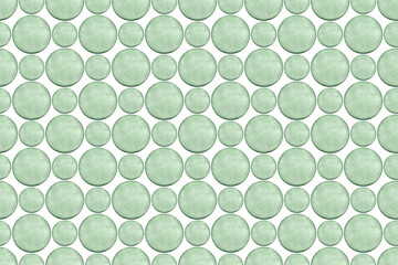 Seamless pattern with watercolor green circles. Abstract watercolor background in mint color.
