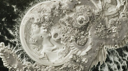 Ornate, textured relief sculpture