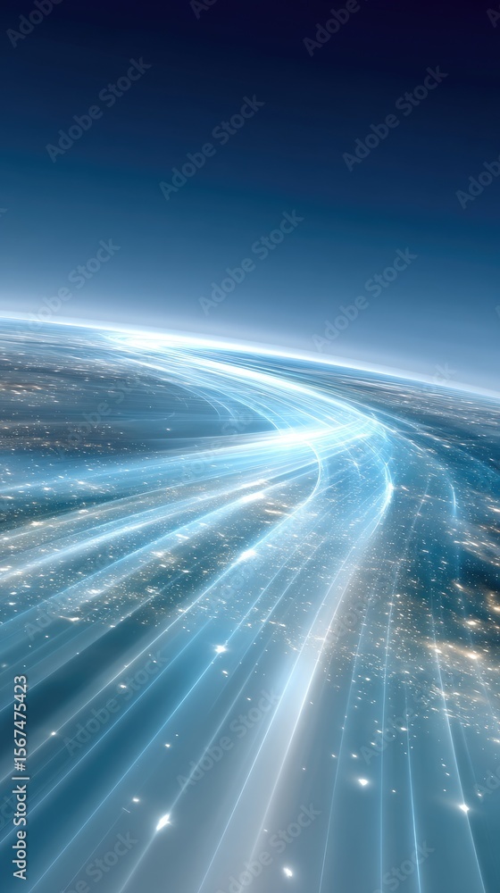 Poster global network grid pattern across planet surface