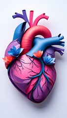 Anatomical heart model papercraft diy project for medical students and healthcare workers