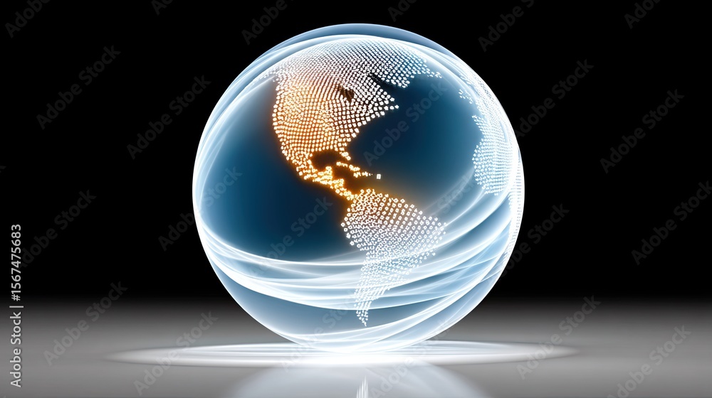 Poster glowing abstract globe neural ai grid