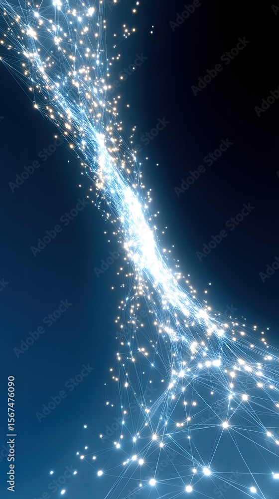 Poster glowing blue particle network abstract background
