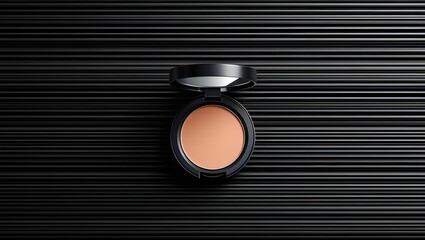 Compact powder makeup product on black background for beauty and cosmetic photography