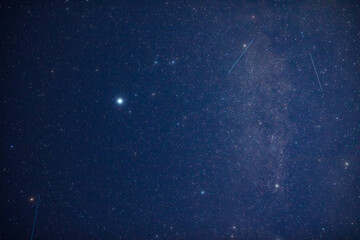 Milky way stars and constellations with a galaxy background.