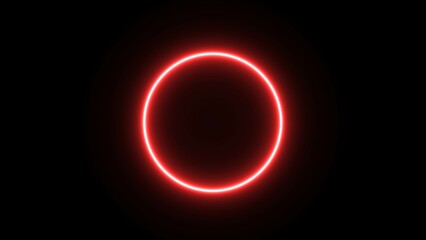 Abstract neon circle loading icon illustration on black background. glowing neon circle icon