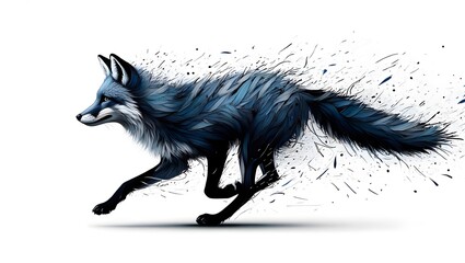 Running fox illustration digital art, wildlife animal, fox art, fox design, fox running art