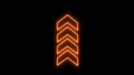 Neon arrow icon. Up arrow  illustration on black background. Neon arrow symbol icon.