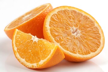 Fototapeta premium Slice of orange with a bite taken out of it