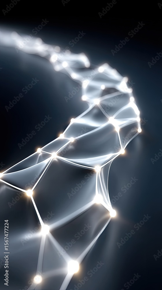 Poster glowing mesh network pattern in dark cyber background