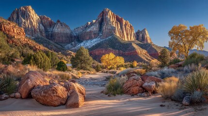 Majestic Zion Canyon Autumn Sunrise