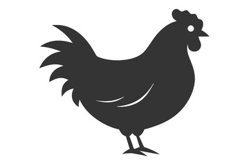 Fototapeta premium Black Silhouette of a Chicken Standing on a White Background