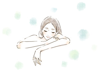 お風呂に入る女性