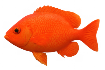 Vibrant garibaldi fish displaying bright orange scales while swimming freely in clear marine environment