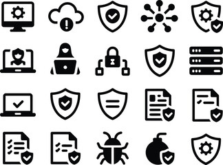 Collection of Cybersecurity Icons for Business and Technology