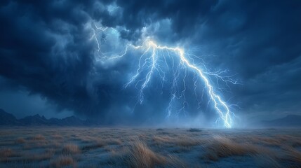 Majestic Lightning Storm Over Serene Landscape