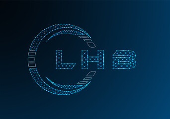 LHB low poly letter logo vector design. LHB lower poly logo design. Low poly logo.