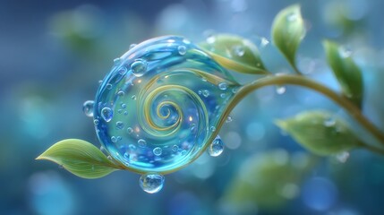 Enchanted Aqua Bloom: A Digital Fantasy of Nature's Serenity