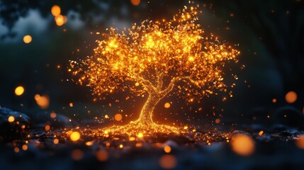 Illuminated tree of fire