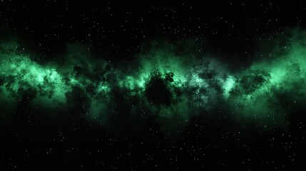 Obraz premium A deep space nebula with a green hue.