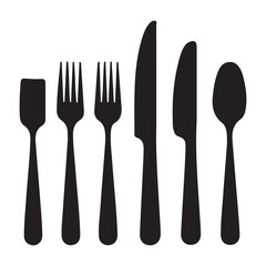 Set of Silhouette cutlery icon vector illustration on white background