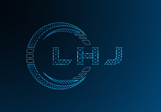 LHJ low poly letter logo vector design. LHJ lower poly logo design. Low poly logo.