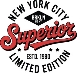 New York, Brooklyn t-shirt design. T-shirt print design in American college style. Athletic typography for tee shirt print in university and college style.