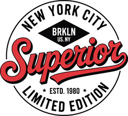 New York, Brooklyn t-shirt design. T-shirt print design in American college style. Athletic typography for tee shirt print in university and college style.
