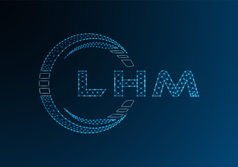 LHM low poly letter logo vector design. LHM lower poly logo design. Low poly logo.