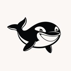 Obraz premium Silhouette Cartoon killer whale vector illustration