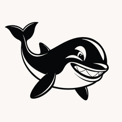 Fototapeta premium cute killer whale spray the water. isolated cartoon animal Creative vector Silhouette illustration